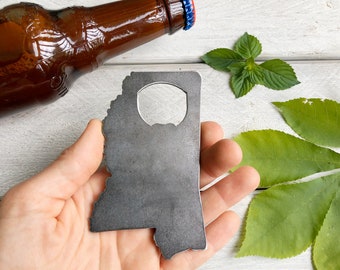 Mississippi State Bottle Opener made from Recycled Metal Rustic Bar Rustic Farmhouse Kitchen Decor Biloxi MS Host House Warming 21 Birthday