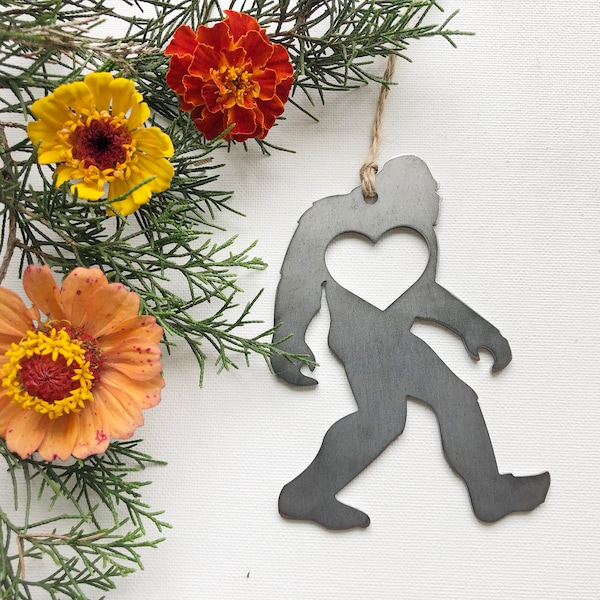 BigFoot Ornament made from Recycled Steel Sustainable Gift Christmas Tree Decoration Forest Adventure Woodland Yeti Sasquatch Explore Cabin