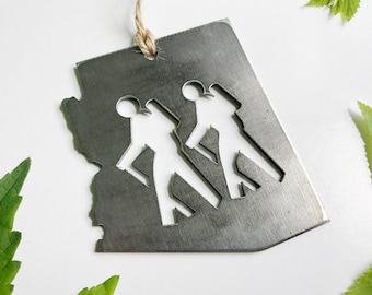 Arizona Hikers State Ornament Made From Raw Steel Anniversary Gift Metal Christmas Tree Ornament Explore Grand Canyon Tonto National Forest