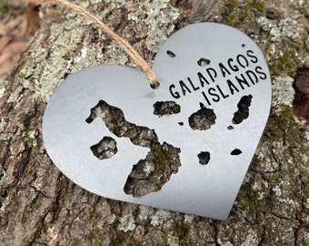 Galápagos Islands Ornament made from Raw Steel Anniversary Gift Sustainable Gift Santiago Island Ecuador Isla Isabela Island Archipelago