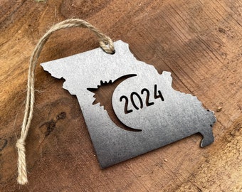 Missouri State 2024 Solar Eclipse Metal Commemorative Ornament made from Raw Steel Sustainable Gift Eco Friendly Gift