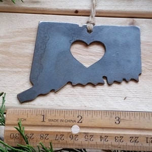 Connecticut State Ornament Made from Recycled Raw Steel Christmas Tree Decoration Host Gift Wedding Gift Housewarming Gift Rustic Metal image 6