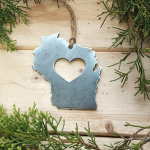 Wisconsin State Ornament made from Raw Steel Anniversary Gift Christmas Tree Ornament Holiday Decoration Host Gift Housewarming Gift Tag
