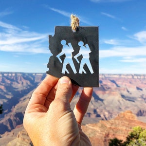 Arizona Hikers State Ornament Made From Raw Steel Anniversary Gift Metal Christmas Tree Ornament Explore Grand Canyon Tonto National Forest image 2