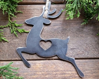 reindeer christmas ornament love rustic deer metal christmas tree ornament holiday gift industrial decor wedding favor by be creations - Metal Reindeer Christmas Decorations reindeer christmas ornament love rustic deer metal christmas tree ornament holiday gift industrial decor wedding favor by be creations - Metal Reindeer Christmas Decorations