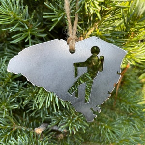 South Carolina State Hiker Metal Ornament made from Raw Steel Sustainable Adventure Gift Traveler Keepsake Gift Outdoors Wanderer Adventure image 2