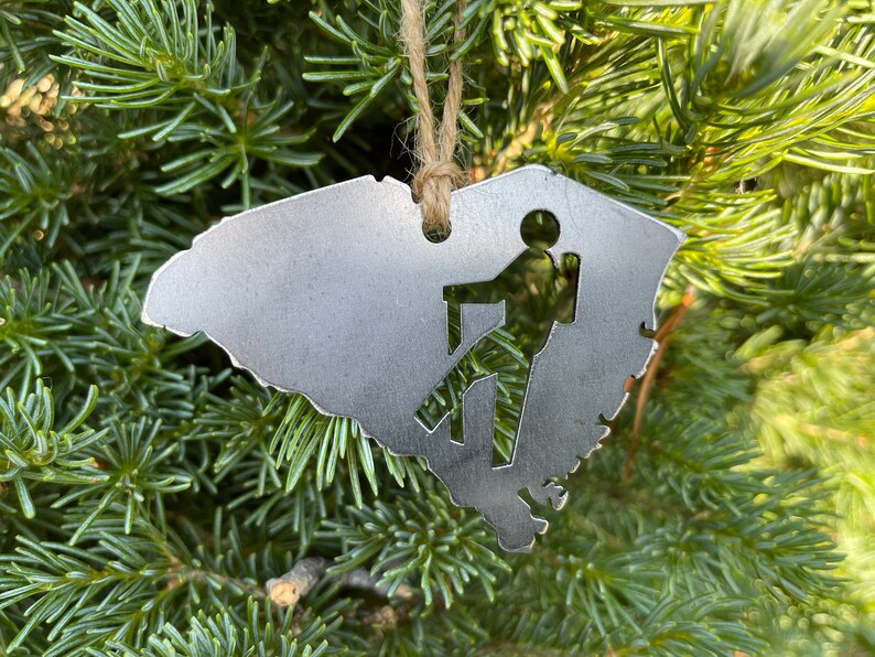 South Carolina State Hiker Metal Ornament made from Raw Steel Sustainable Adventure Gift Traveler Keepsake Gift Outdoors Wanderer Adventure image 2