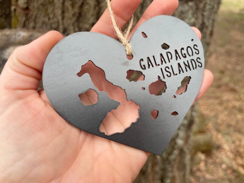 Galápagos Islands Ornament made from Raw Steel Anniversary Gift Sustainable Gift Santiago Island Ecuador Isla Isabela Island Archipelago image 6