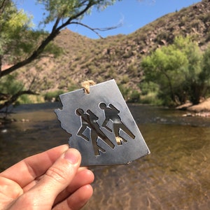 Arizona Hikers State Ornament Made From Raw Steel Anniversary Gift Metal Christmas Tree Ornament Explore Grand Canyon Tonto National Forest image 3