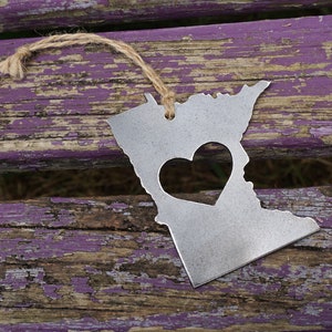Minnesota State Ornament Made from Raw Steel Christmas Decoration Host Gift Wedding Gift Housewarming Gift Sustainable Gift image 3