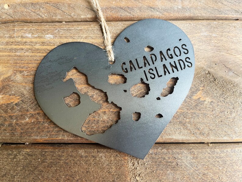 Galápagos Islands Ornament made from Raw Steel Anniversary Gift Sustainable Gift Santiago Island Ecuador Isla Isabela Island Archipelago image 9