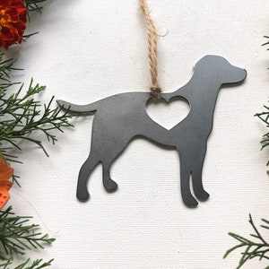 Adorno de perro Labrador Retriever hecho de acero crudo reciclado, regalo de perro, regalo de bebé, regalo de Navidad conmemorativo para mascotas