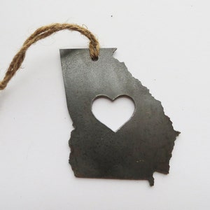 Georgia State Ornament Made from Recycled Raw Steel Christmas Tree Decoration Host Gift Wedding Gift Housewarming Gift Valentines Day Gift image 5