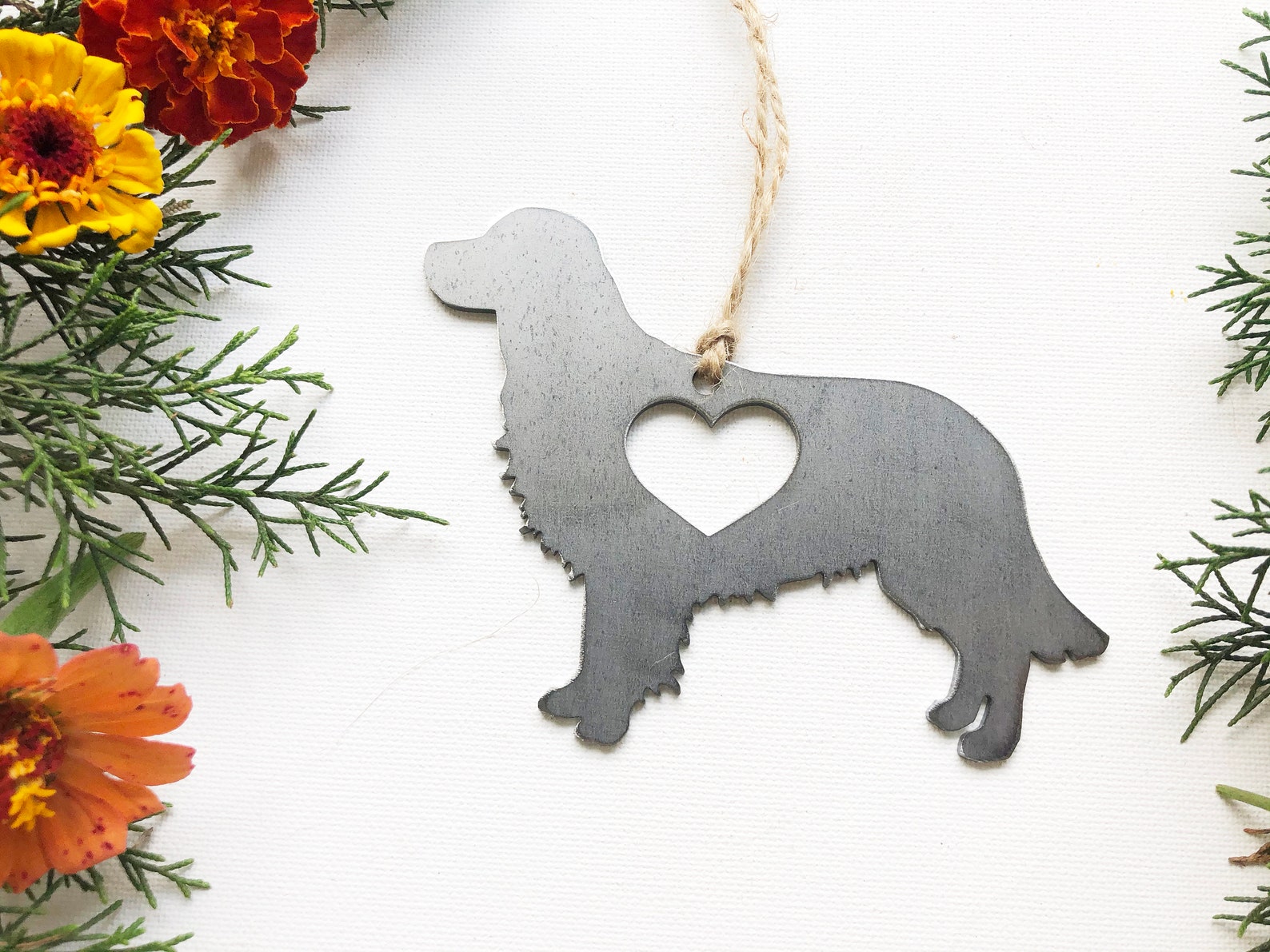Golden Retriever Dog Ornament Made From Recycled Raw Steel Fur Etsy