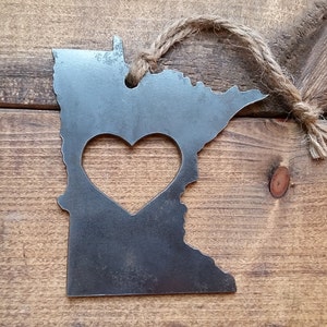 Minnesota State Ornament Made from Raw Steel Christmas Decoration Host Gift Wedding Gift Housewarming Gift Sustainable Gift image 10