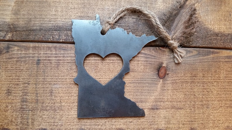 Minnesota State Ornament Made from Raw Steel Christmas Decoration Host Gift Wedding Gift Housewarming Gift Sustainable Gift image 10