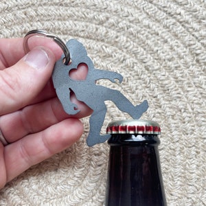 Yeti Bigfoot Sasquatch Rustic Steel Metal Key Chain and Bottle Opener Folklore Legend Rustic Cabin Sustainable Gift Steel Anniversary Gift image 2