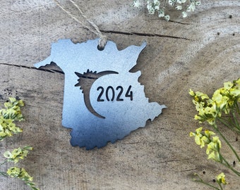 New Brunswick Eclipse Totality 2024 Metal Ornament Made from Raw Steel Sustainable Eco Friendly Gift Solar Eclipse Totality