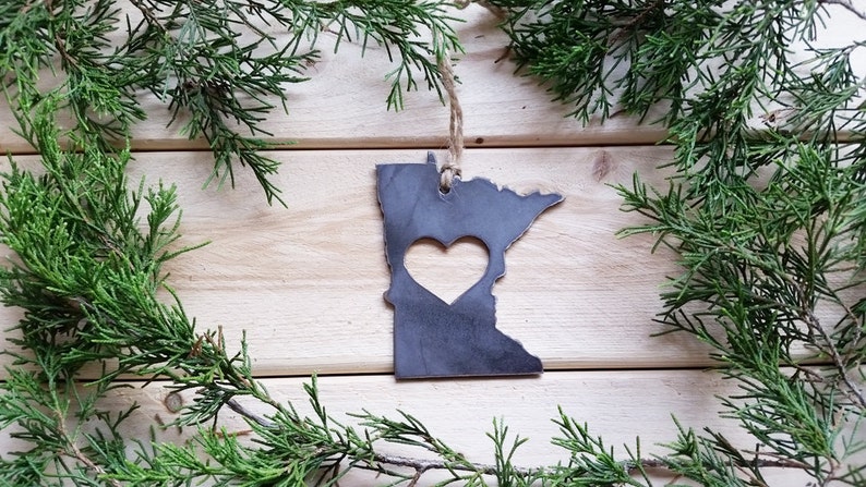 Minnesota State Ornament Made from Raw Steel Christmas Decoration Host Gift Wedding Gift Housewarming Gift Sustainable Gift image 8