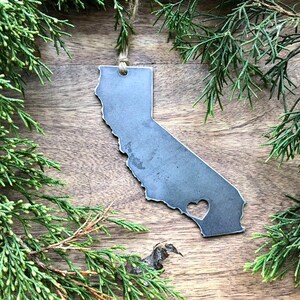 California State Ornament with tiny heart over Los Angeles Christmas Ornament Sustainable Gift Holiday Gift Housewarming Gift Stocking image 5