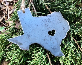 Texas State Austin Ornament made from Raw Steel Christmas Tree Decoration Host Gift Wedding Gift Steel Anniversary Gift Sustainable Gift