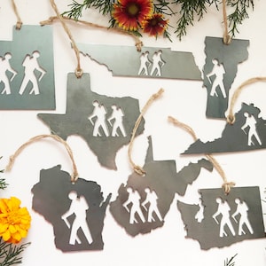 Pick your STATE HIKER Ornament made from Raw Steel Sustainable Gift Adventure Trails Mountain Number of hiker cutouts is NOT an option image 10