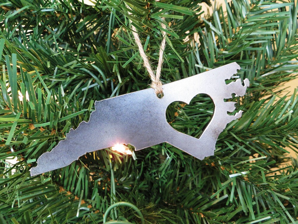 North Carolina State Ornament Made From Raw Steel Rustic Farmhouse ...