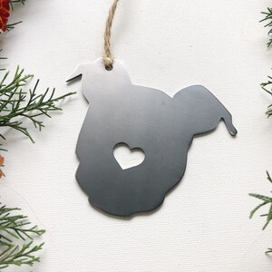 Puppy Dog Ornament with Heart Made from Recycled Raw Steel Metal Dog Ornament Christmas Tree Fur Baby Gift Rescue Dog Gift Pet Memorial image 10