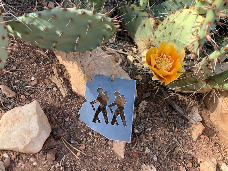 Arizona Hikers State Ornament Made From Raw Steel Anniversary Gift Metal Christmas Tree Ornament Explore Grand Canyon Tonto National Forest image 4