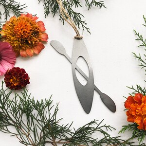 Kayak Christmas Ornament Sustainable Gift made from Recycled Steel Metal Christmas Tree Ornament Holiday Gift Outdoor Adventure Lake River
