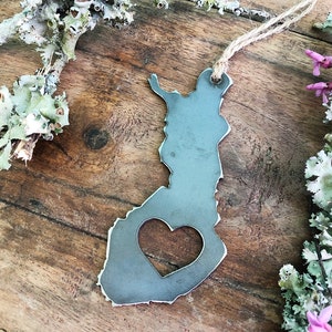 Finland Raw Steel Ornament Metal Heart Christmas Tree Ornament Holiday Gift Industrial Decor Europe Wedding Favor By BE Creations