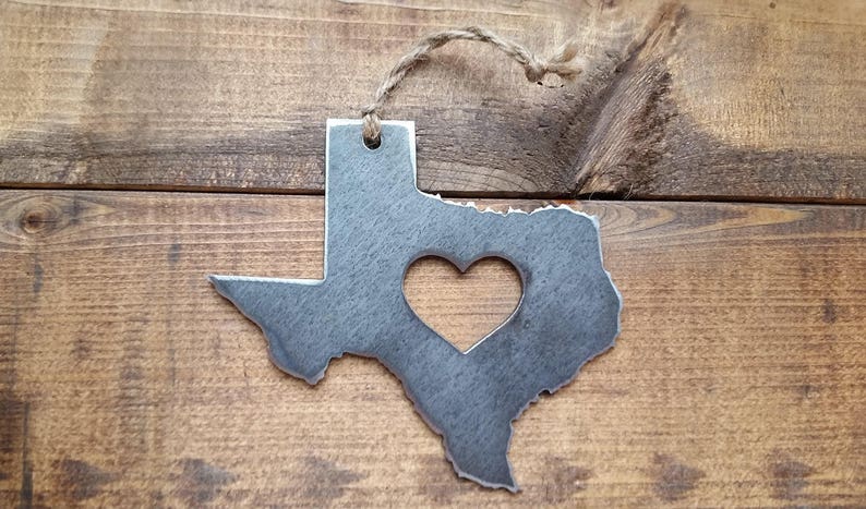 Texas State Ornament Sustainable Gift Steel Anniversary Gift Bag Tag Gift Tag Wedding Favor Rustic Farmhouse Decoration Valentines Day Gift image 8