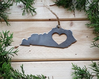 Kentucky State Ornament Made from Recycled Raw Steel Christmas Tree Decoration Host Gift Wedding Gift Housewarming Gift Rustic Farmhouse
