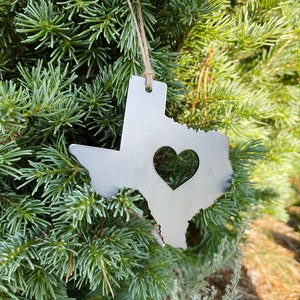 Texas State Ornament Sustainable Gift Steel Anniversary Gift Bag Tag Gift Tag Wedding Favor Rustic Farmhouse Decoration Valentines Day Gift image 3