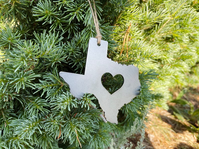 Texas State Ornament Sustainable Gift Steel Anniversary Gift Bag Tag Gift Tag Wedding Favor Rustic Farmhouse Decoration Valentines Day Gift image 3