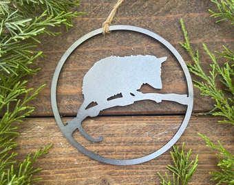 Opossum Ornament made from Raw Steel Rustic Farmhouse Rustic Cabin Christmas Tree Decor