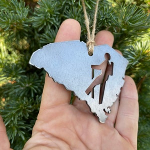 South Carolina State Hiker Metal Ornament made from Raw Steel Sustainable Adventure Gift Traveler Keepsake Gift Outdoors Wanderer Adventure image 3