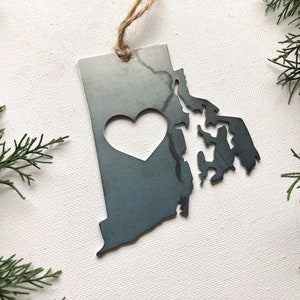 Rhode Island State Ornament Made from Raw Steel Christmas Tree Decoration Host Gift Wedding Gift Housewarming Gift Party Favor image 3