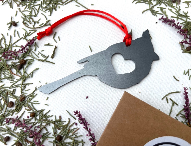 Cardinal Heirloom Gift Metal Ornament made from raw steel image 8