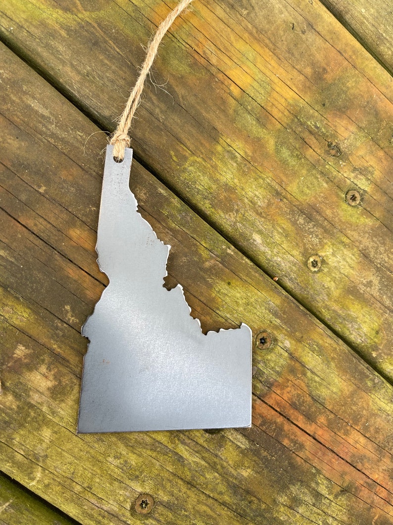 Idaho State Ornament Made from 14g US Raw Steel Christmas Tree Decoration Host Gift Wedding Gift Housewarming Gift Rustic Farmhouse Metal image 2