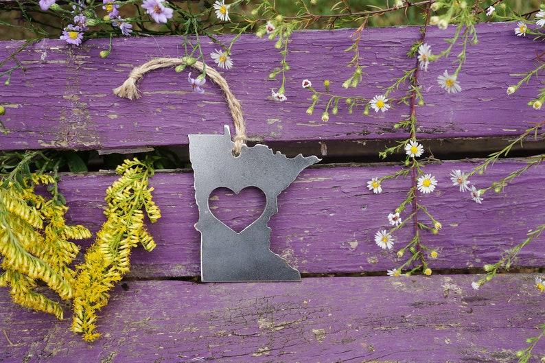 Minnesota State Ornament Made from Raw Steel Christmas Decoration Host Gift Wedding Gift Housewarming Gift Sustainable Gift image 7