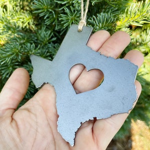 Texas State Ornament Sustainable Gift Steel Anniversary Gift Bag Tag Gift Tag Wedding Favor Rustic Farmhouse Decoration Valentines Day Gift image 2