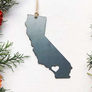 California State Ornament with tiny heart over Los Angeles Christmas Ornament Sustainable Gift Holiday Gift Housewarming Gift Stocking image 4