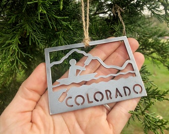 Colorado State Kayak Ornament made from Recycled Steel Eco Friendly Christmas Ornament Holiday Gift National Park Wander Explore