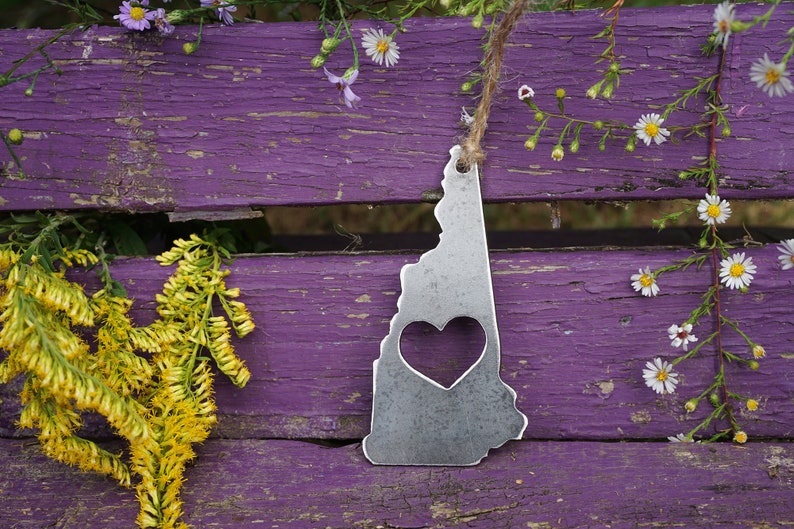 New Hampshire State Ornament Made From Raw Steel Christmas Tree ...