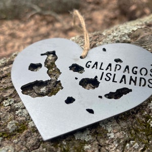 Galápagos Islands Ornament made from Raw Steel Anniversary Gift Sustainable Gift Santiago Island Ecuador Isla Isabela Island Archipelago image 3