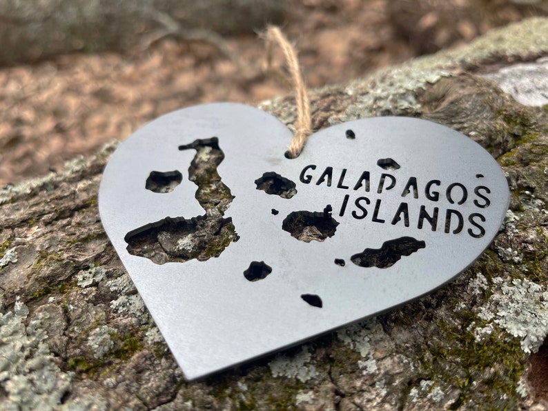 Galápagos Islands Ornament made from Raw Steel Anniversary Gift Sustainable Gift Santiago Island Ecuador Isla Isabela Island Archipelago image 3