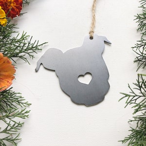 Puppy Dog Ornament with Heart Made from Recycled Raw Steel Metal Dog Ornament Christmas Tree Fur Baby Gift Rescue Dog Gift Pet Memorial image 7