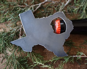 Texas State Bottle Opener Made From Recycled Raw Steel Sustainable Gift House Warming Gift Rustic Farmhouse Kitchen Dallas Austin Houston