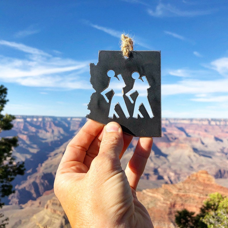 Arizona Hikers State Ornament Made From Raw Steel Anniversary Gift Metal Christmas Tree Ornament Explore Grand Canyon Tonto National Forest image 2
